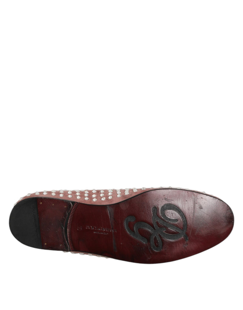 Dolce & Gabbana Pink Suede Crystals Loafers for Men