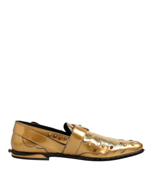 Dolce &amp; Gabbana Gouden Leren Monnik Band Formele Schoenen