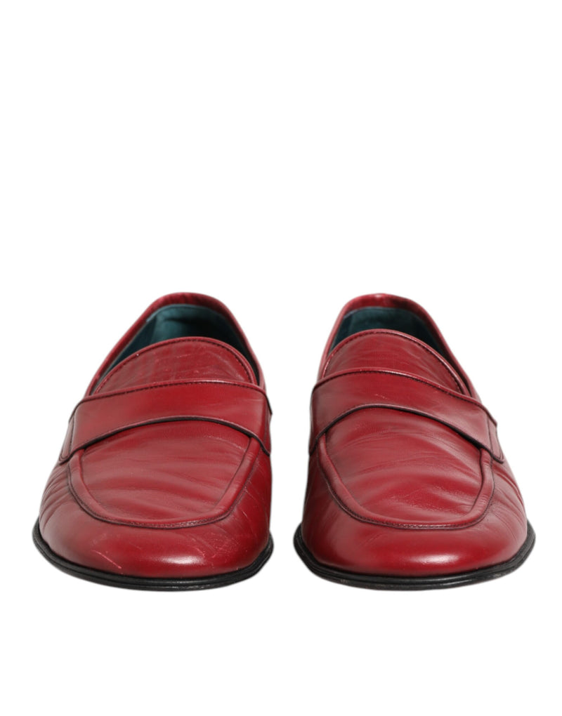 Dolce & Gabbana Red Leather Slip-On Loafers for Men