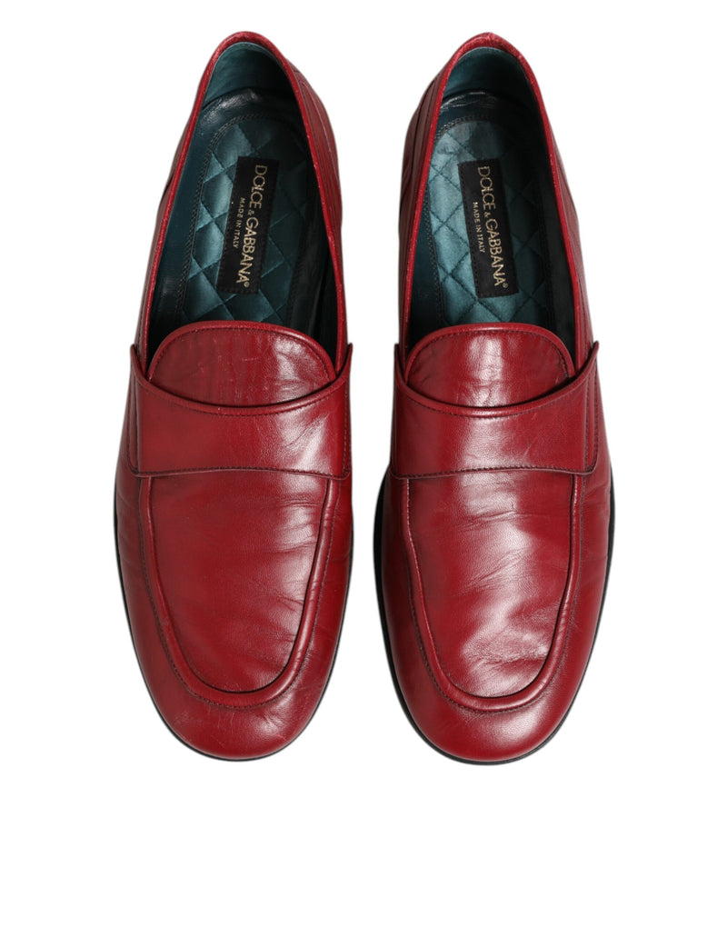 Dolce & Gabbana Red Leather Slip-On Loafers for Men