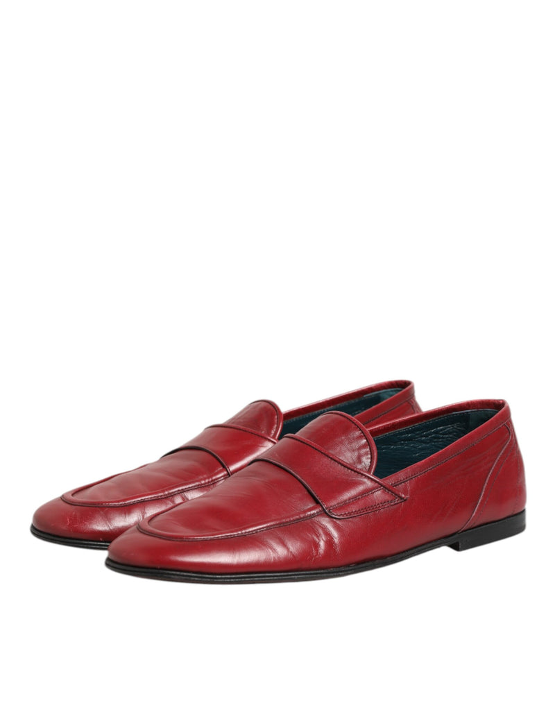 Dolce & Gabbana Red Leather Slip-On Loafers for Men
