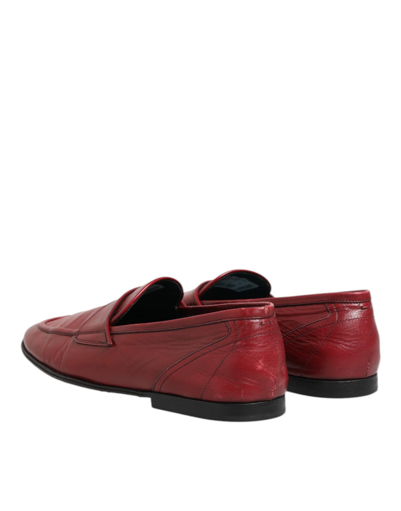 Dolce & Gabbana Red Leather Slip-On Loafers for Men