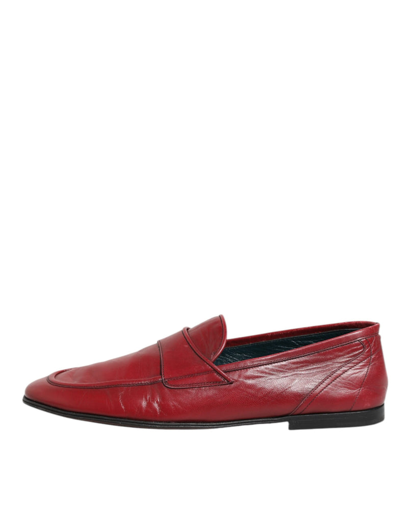 Dolce & Gabbana Red Leather Slip-On Loafers for Men