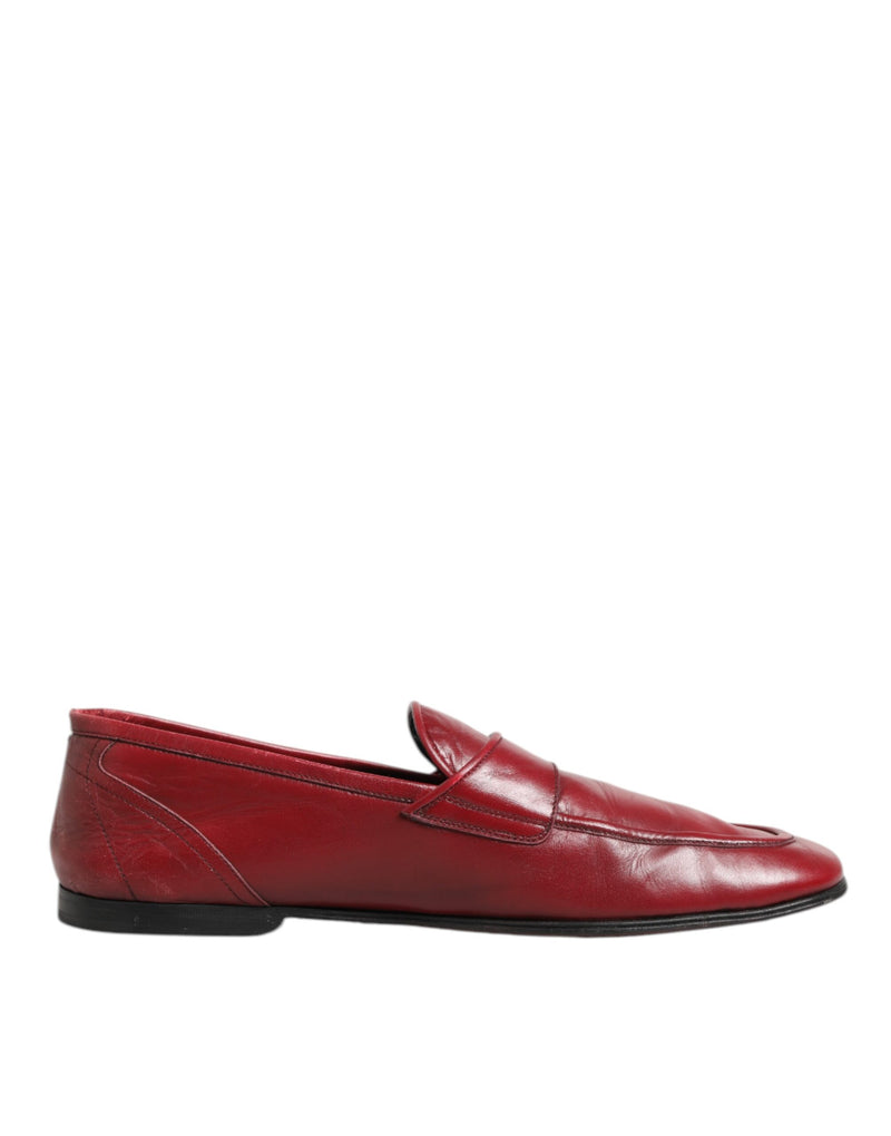 Dolce & Gabbana Red Leather Slip-On Loafers for Men