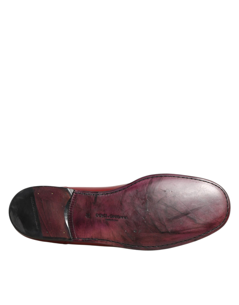 Dolce & Gabbana Red Leather Slip-On Loafers for Men