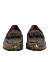 Dolce & Gabbana MV8087-44 Gold Sequined Slip-On Loafers for Men
