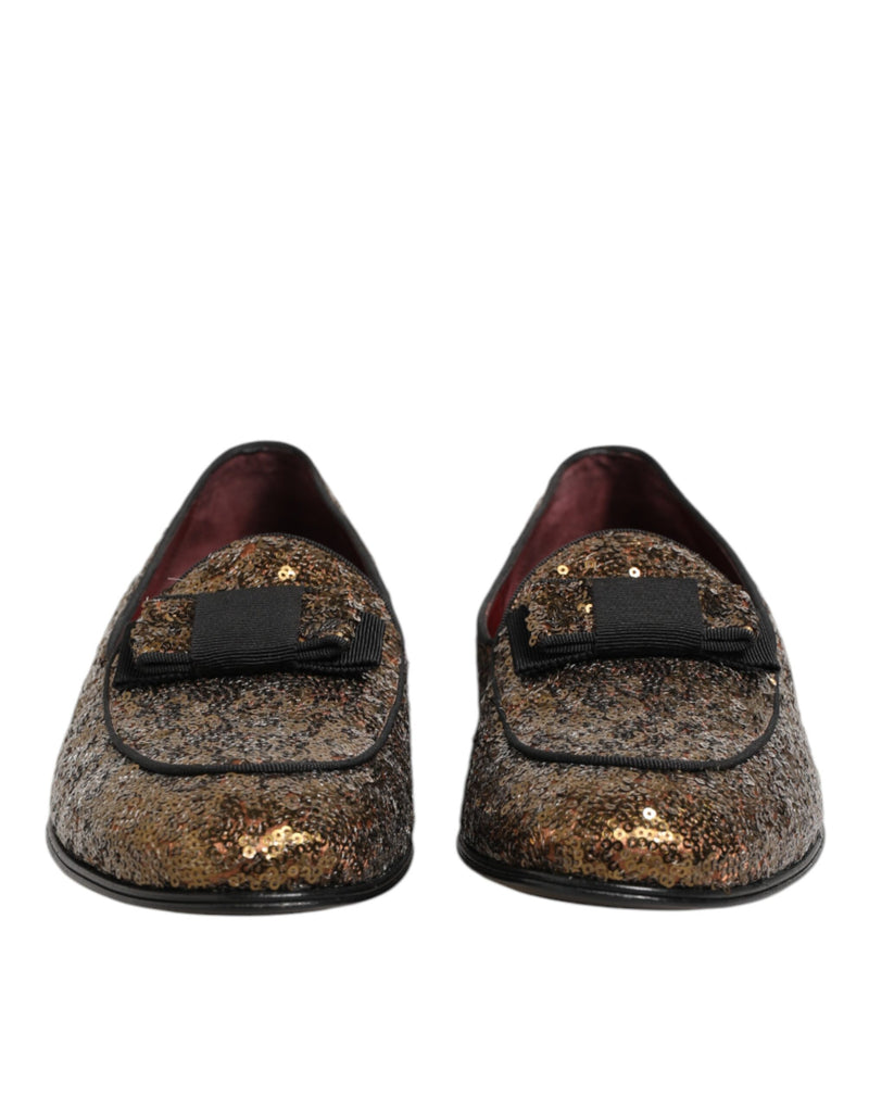 Dolce & Gabbana Gold Sequined Slip-On Loafers for Men