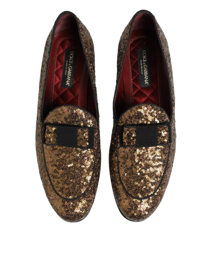 Dolce & Gabbana Gold Sequined Slip-On Loafers for Men