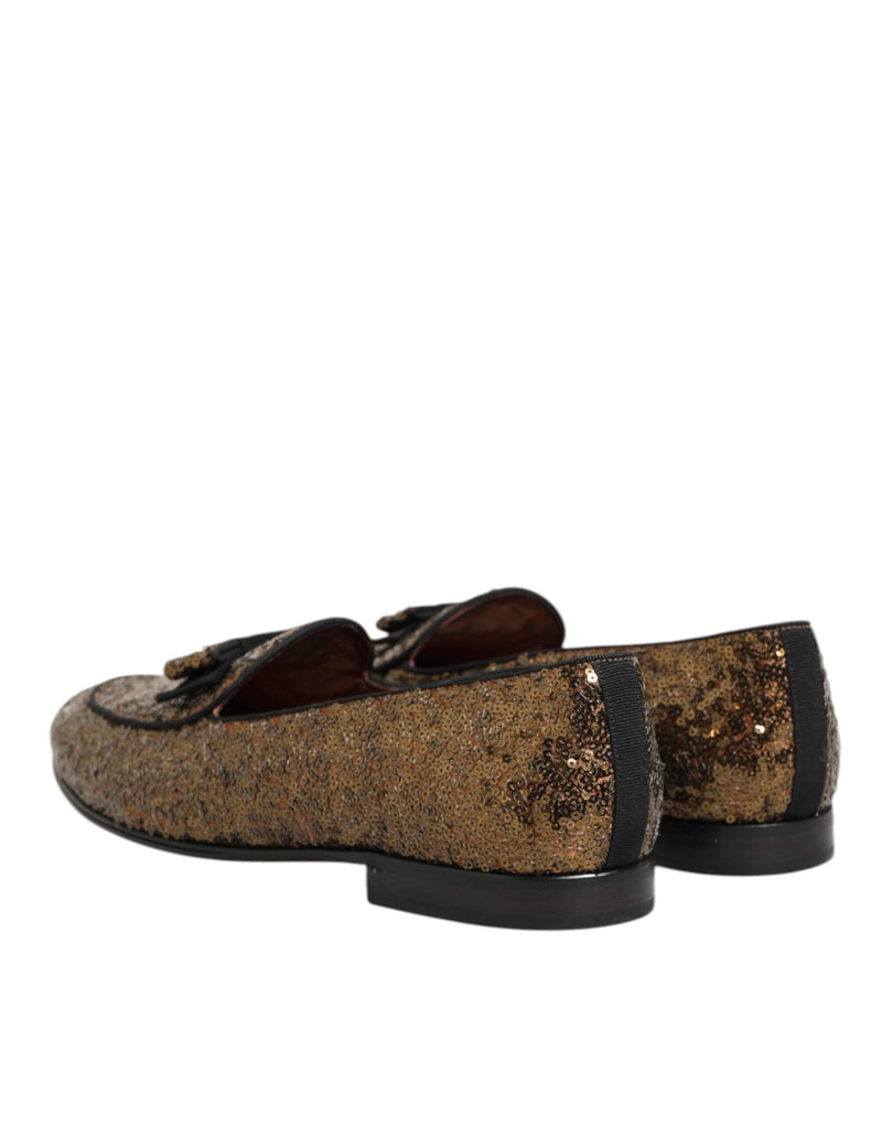 Dolce & Gabbana Gold Sequined Slip-On Loafers for Men