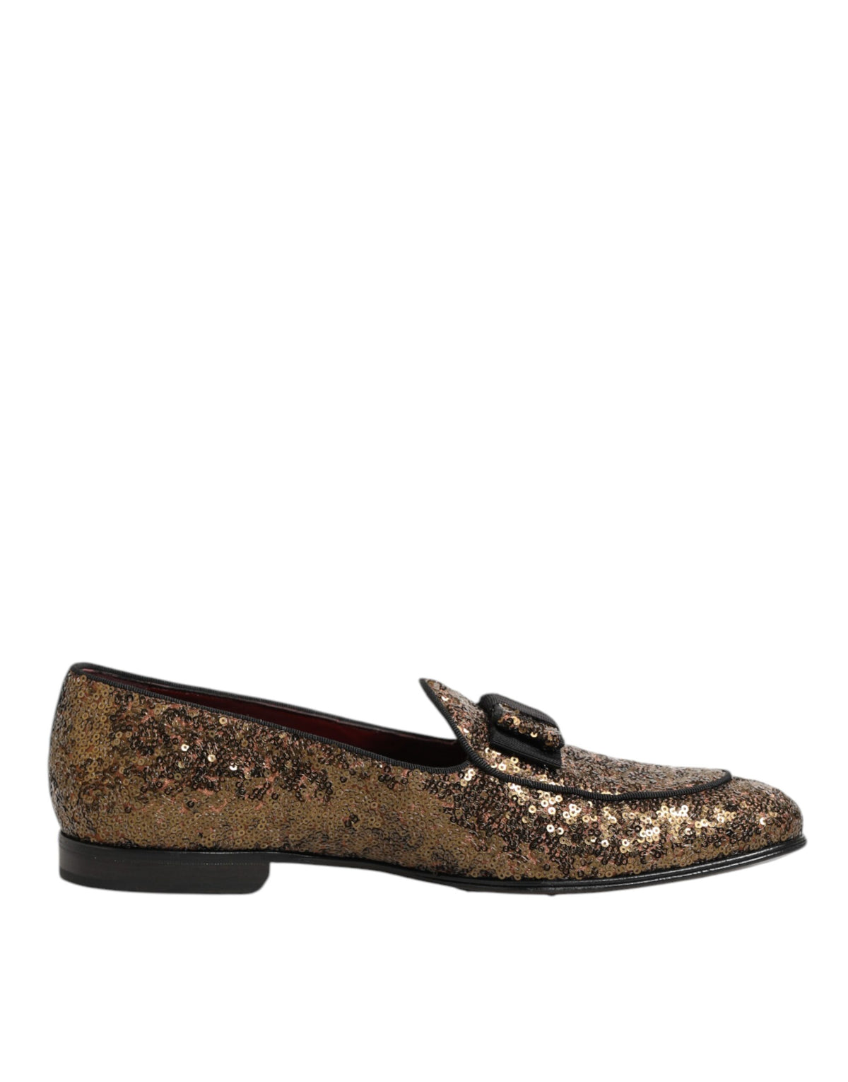 Dolce & Gabbana MV8087-44 Gold Sequined Slip-On Loafers for Men