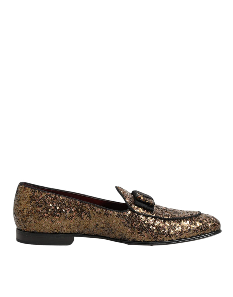 Dolce & Gabbana Gold Sequined Slip-On Loafers for Men
