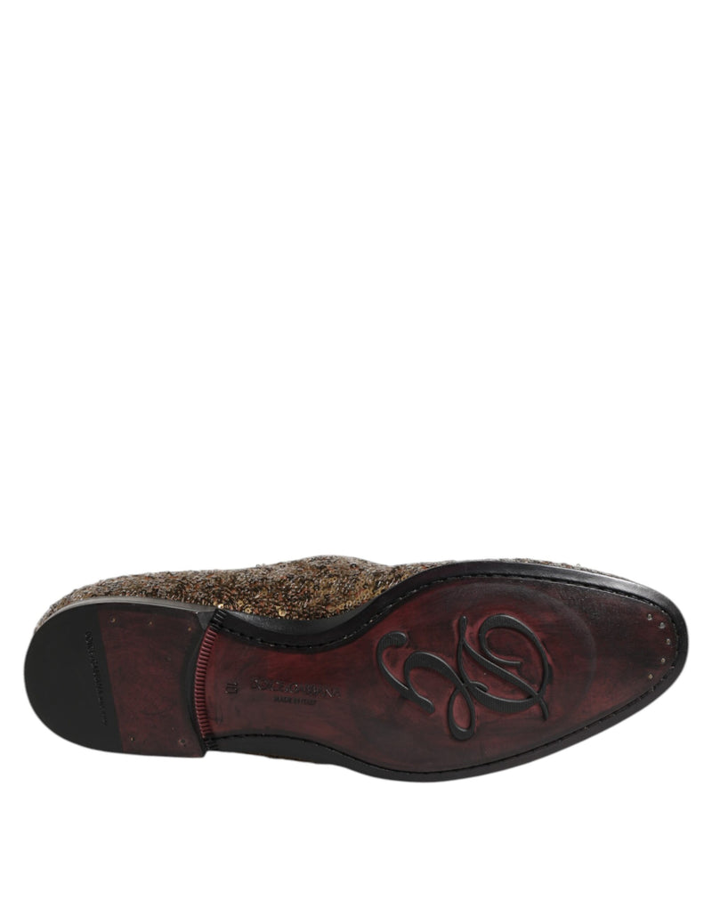 Dolce & Gabbana Gold Sequined Slip-On Loafers for Men