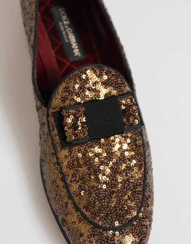 Dolce & Gabbana Gold Sequined Slip-On Loafers for Men