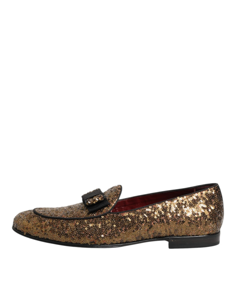 Dolce & Gabbana Gold Sequined Slip-On Loafers for Men