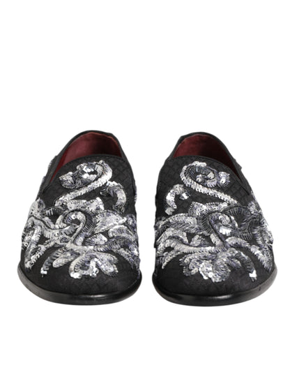 Dolce &amp; Gabbana Zwarte Zilveren Loafers met Pailletten voor Heren