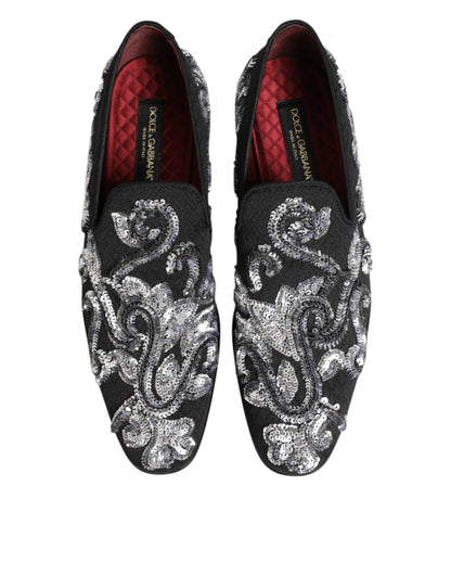 Dolce &amp; Gabbana Zwarte Zilveren Loafers met Pailletten voor Heren