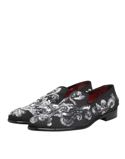Dolce &amp; Gabbana Zwarte Zilveren Loafers met Pailletten voor Heren