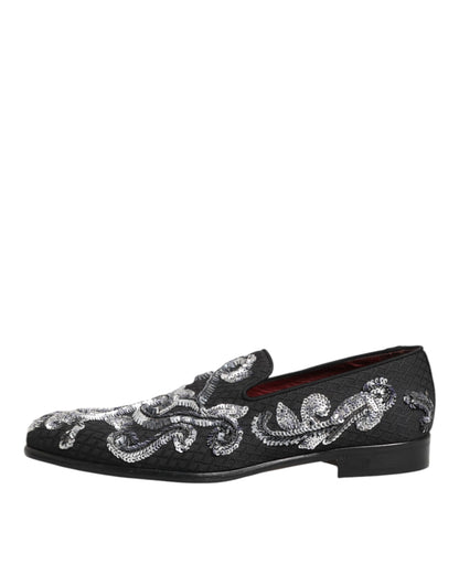 Dolce &amp; Gabbana Zwarte Zilveren Loafers met Pailletten voor Heren