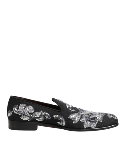 Dolce &amp; Gabbana Zwarte Zilveren Loafers met Pailletten voor Heren