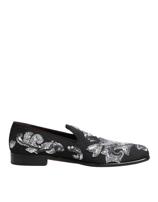 Dolce &amp; Gabbana Zwarte Zilveren Loafers met Pailletten voor Heren