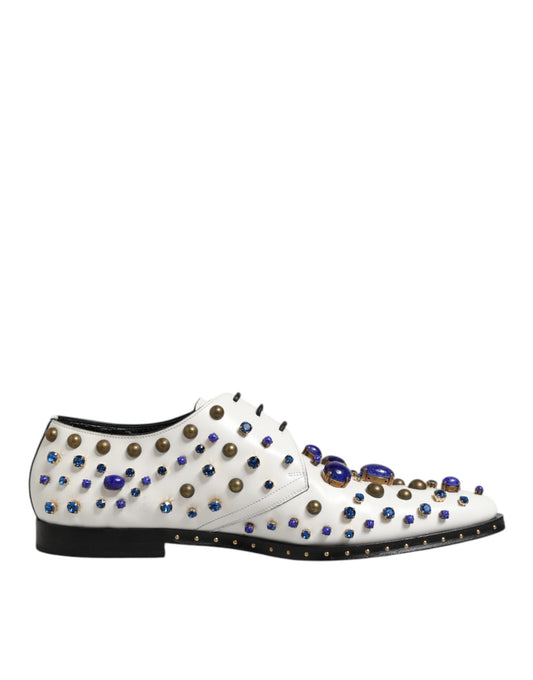 Dolce &amp; Gabbana witte leren schoenen met kristallen