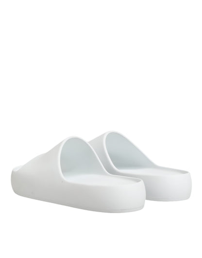 Dolce & Gabbana White Logo Slides Sandals Men Beachwear Shoes