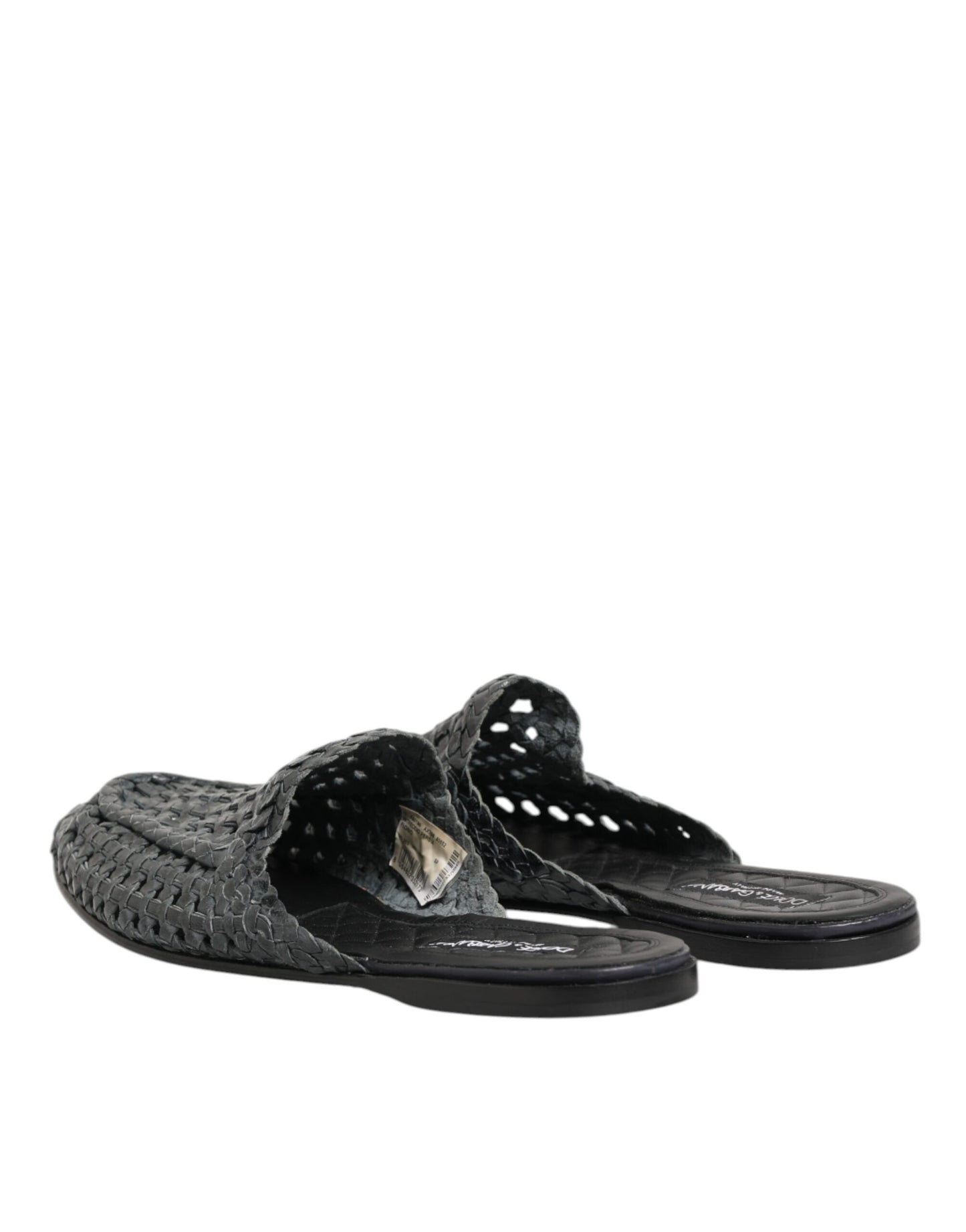 Dolce & Gabbana Blue Woven Slides MULES Men Sandals Shoes