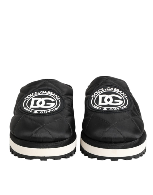 Dolce & Gabbana Black Nylon Low Top Slip On Sneakers