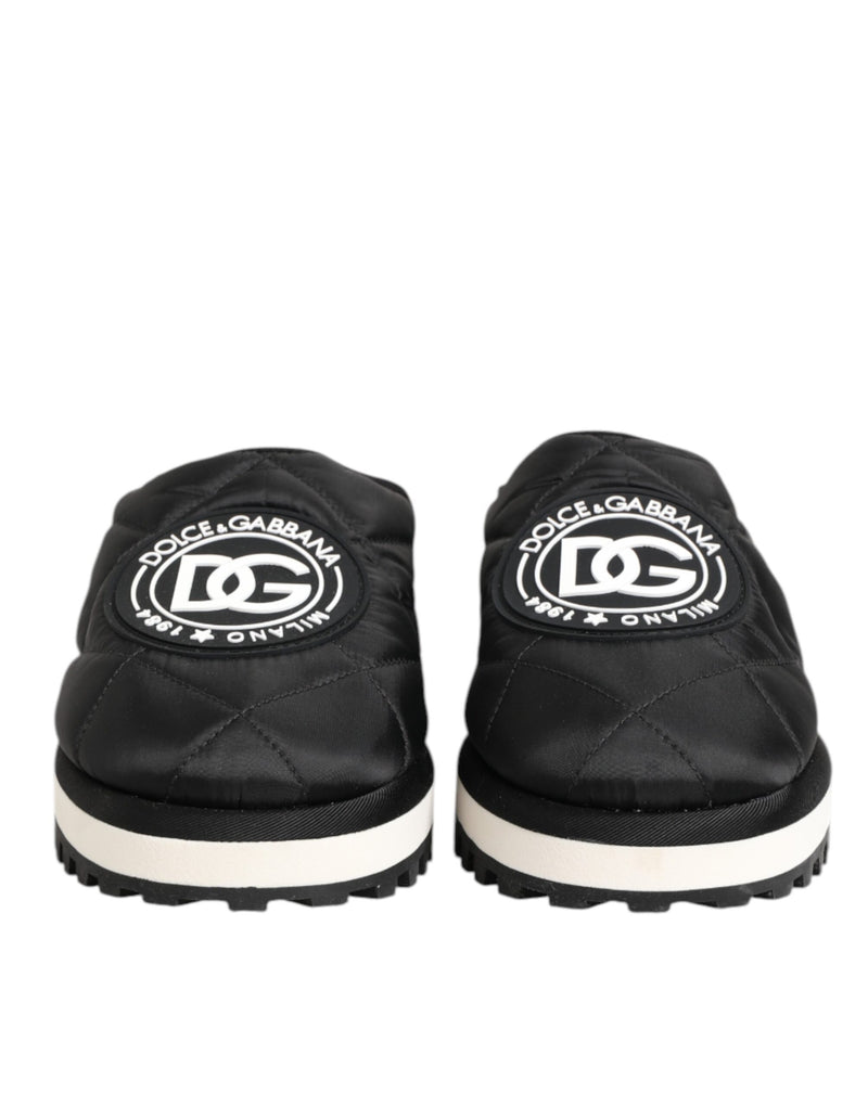Dolce & Gabbana Black Nylon Low Top Slip On Sneakers