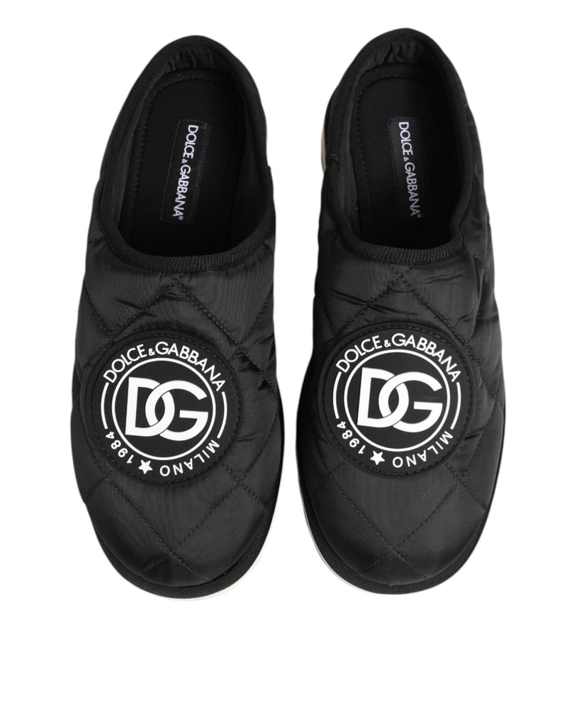 Dolce & Gabbana Black Nylon Low Top Slip On Sneakers