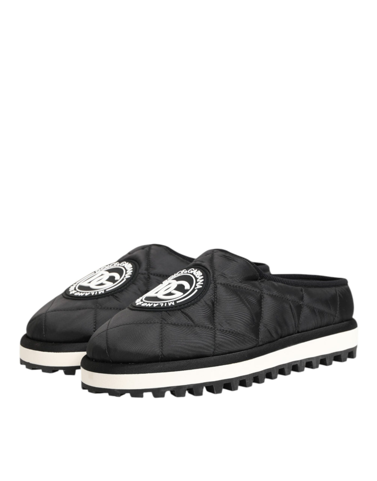 Dolce & Gabbana Black Nylon Low Top Slip On Sneakers
