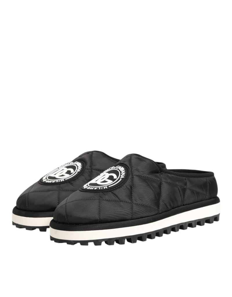 Dolce & Gabbana Black Nylon Low Top Slip On Sneakers