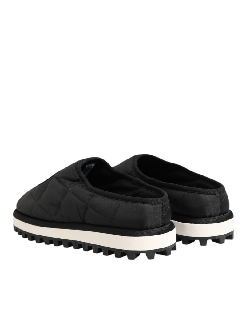 Dolce & Gabbana Black Nylon Low Top Slip On Sneakers