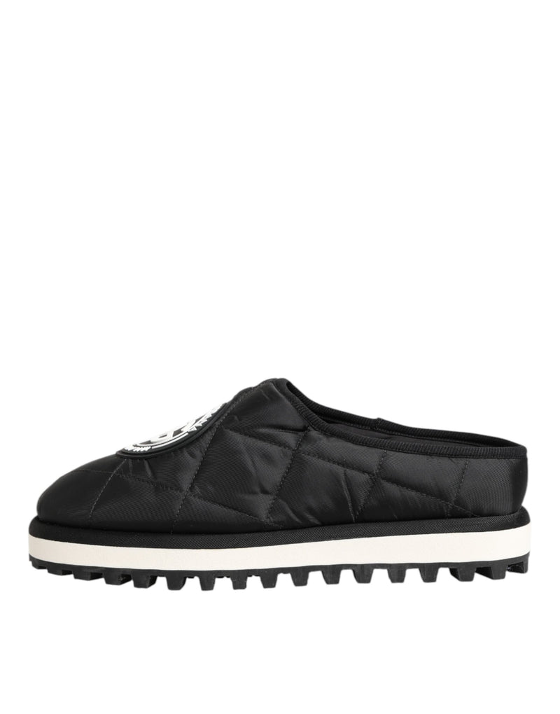 Dolce & Gabbana Black Nylon Low Top Slip On Sneakers