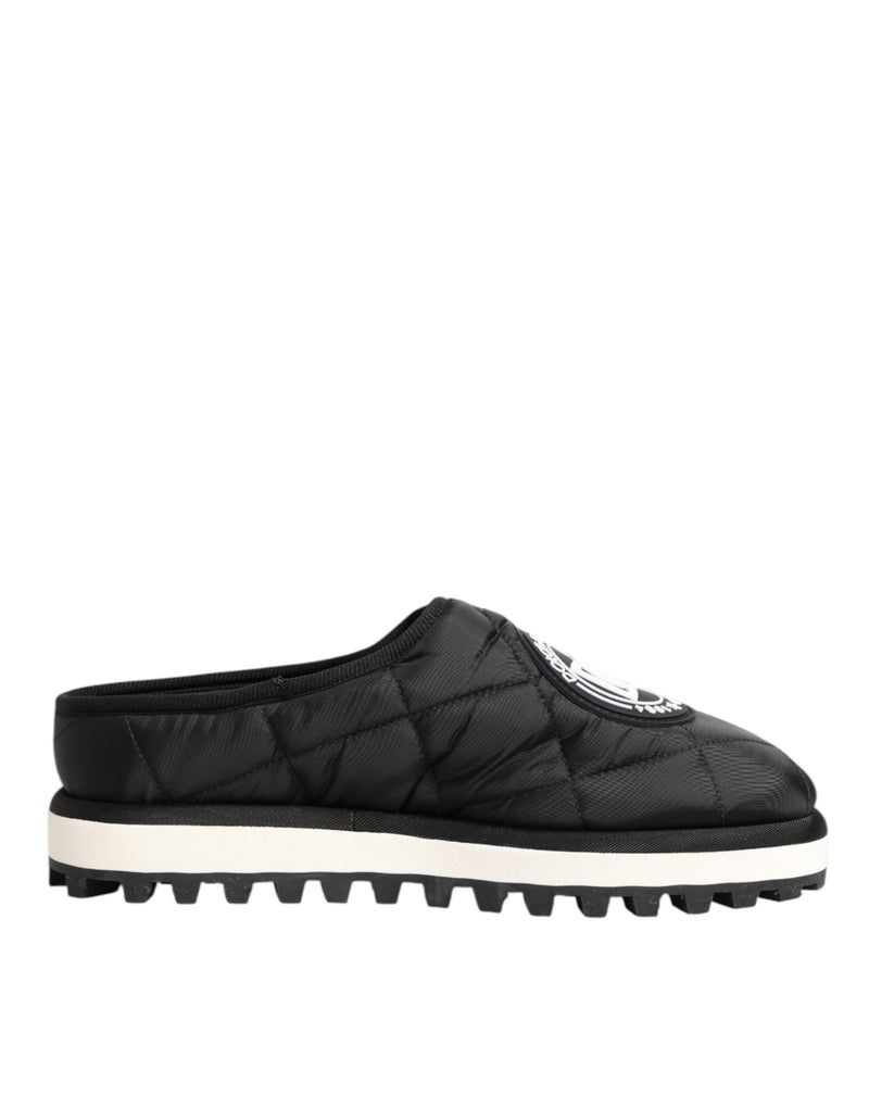Dolce & Gabbana Black Nylon Low Top Slip On Sneakers