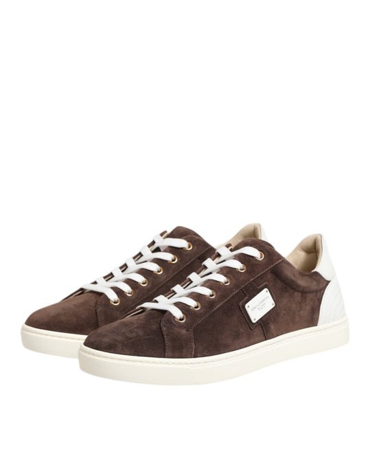 Dolce & Gabbana Brown Suede Leather Low Top Men Sneakers Shoes