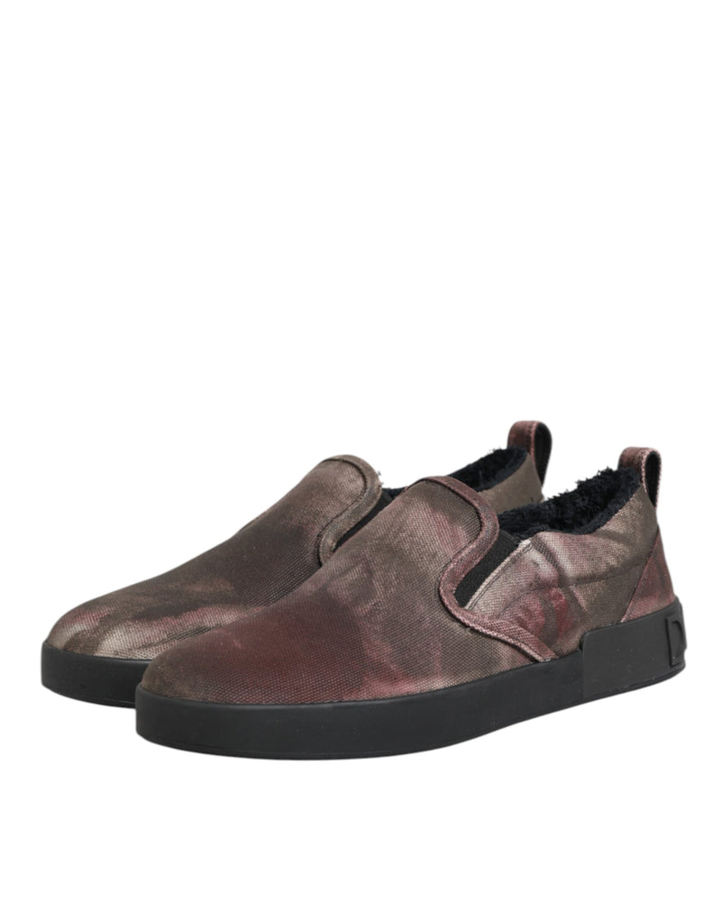 Dolce & Gabbana Multicolor Cotton Low Top Slip On Sneakers for Men