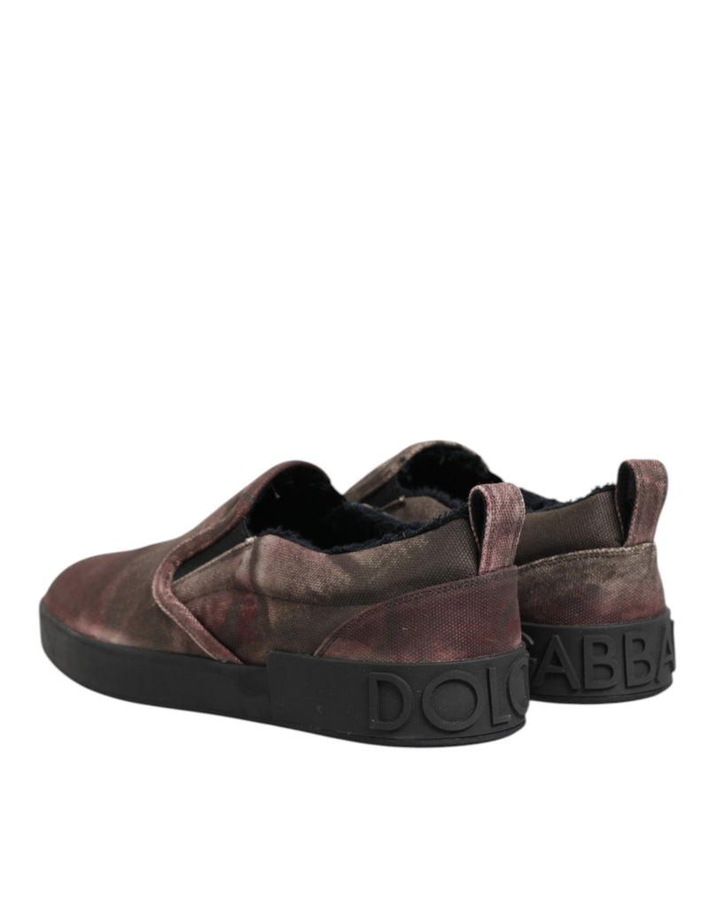 Dolce & Gabbana Multicolor Cotton Low Top Slip On Sneakers for Men
