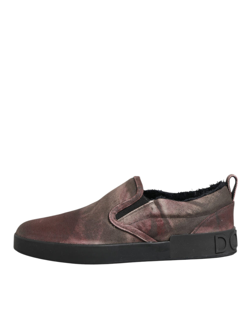 Dolce & Gabbana Multicolor Cotton Low Top Slip On Sneakers for Men