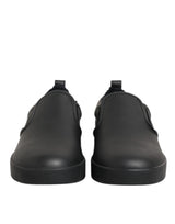 Dolce & Gabbana Black Leather Low Top Slip On Sneakers
