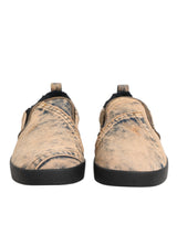 Dolce & Gabbana Beige Cotton Low Top Slip On Sneakers