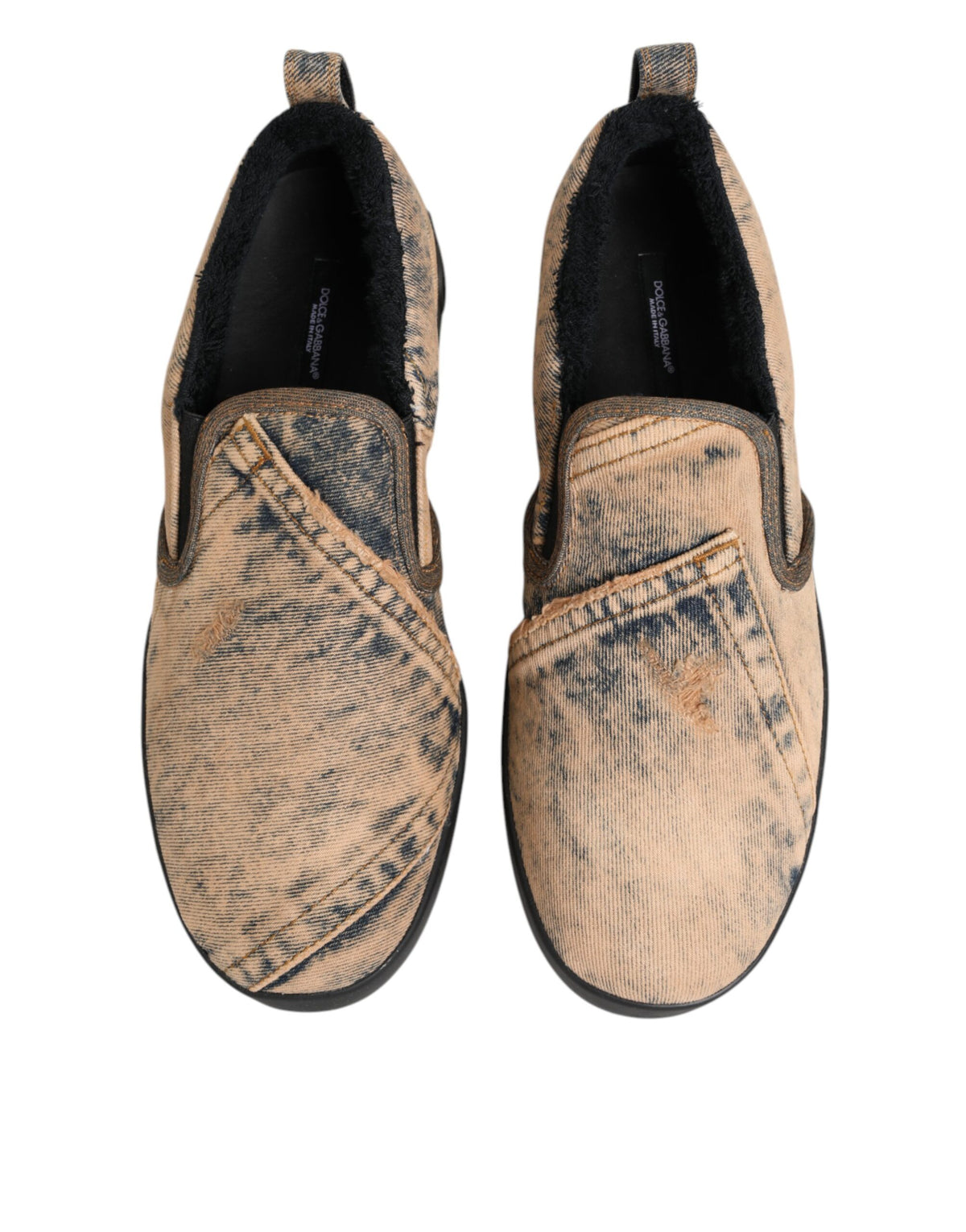 Dolce & Gabbana Beige Cotton Low Top Slip On Sneakers