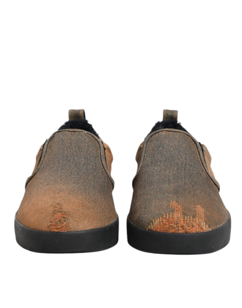Dolce & Gabbana Brown Low Top Slip On Sneakers