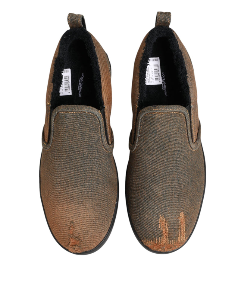 Dolce & Gabbana Brown Low Top Slip On Sneakers