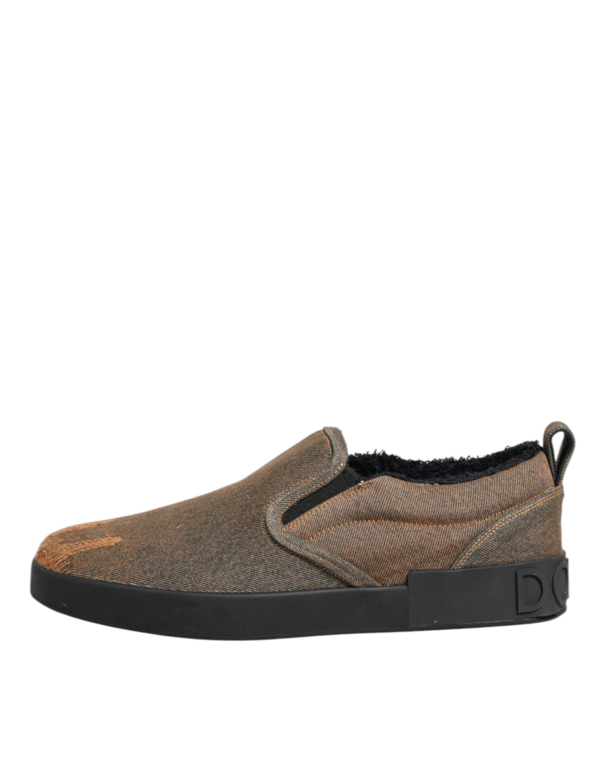 Dolce & Gabbana Brown Low Top Slip On Sneakers