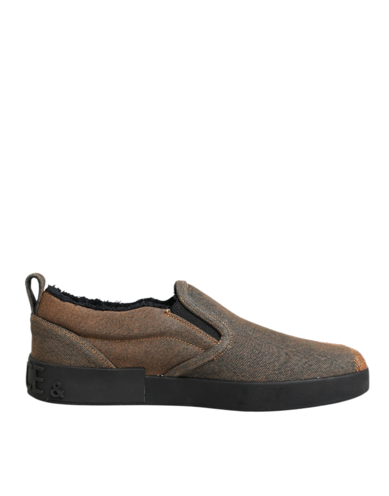 Dolce & Gabbana Brown Low Top Slip On Sneakers
