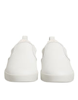 Dolce & Gabbana White Leather Low Top Slip On Sneakers