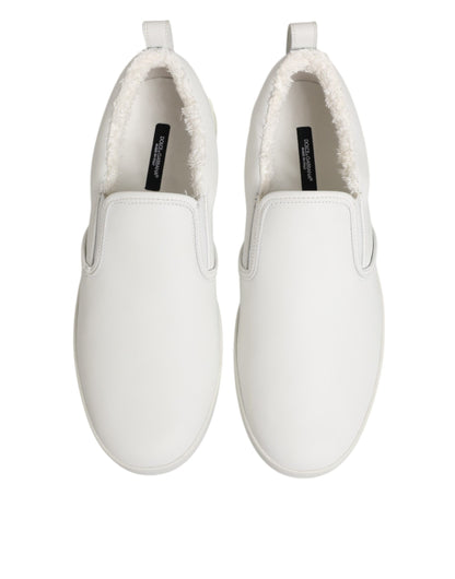 Sneakers basses en cuir blanc à enfiler Dolce &amp; Gabbana