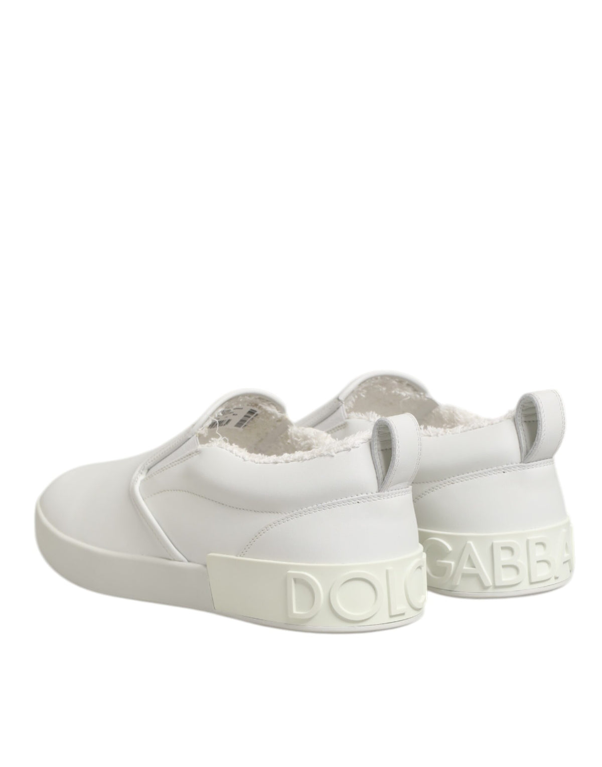 Dolce & Gabbana White Leather Low Top Slip On Sneakers