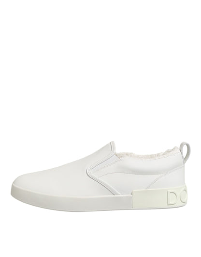 Sneakers basses en cuir blanc à enfiler Dolce &amp; Gabbana